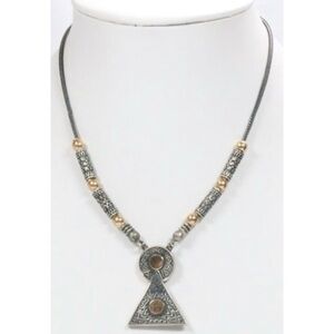 Modernist Zanfeld 14kt gold Sterling Silver Geometric Necklace 16.5” 28.2 grams